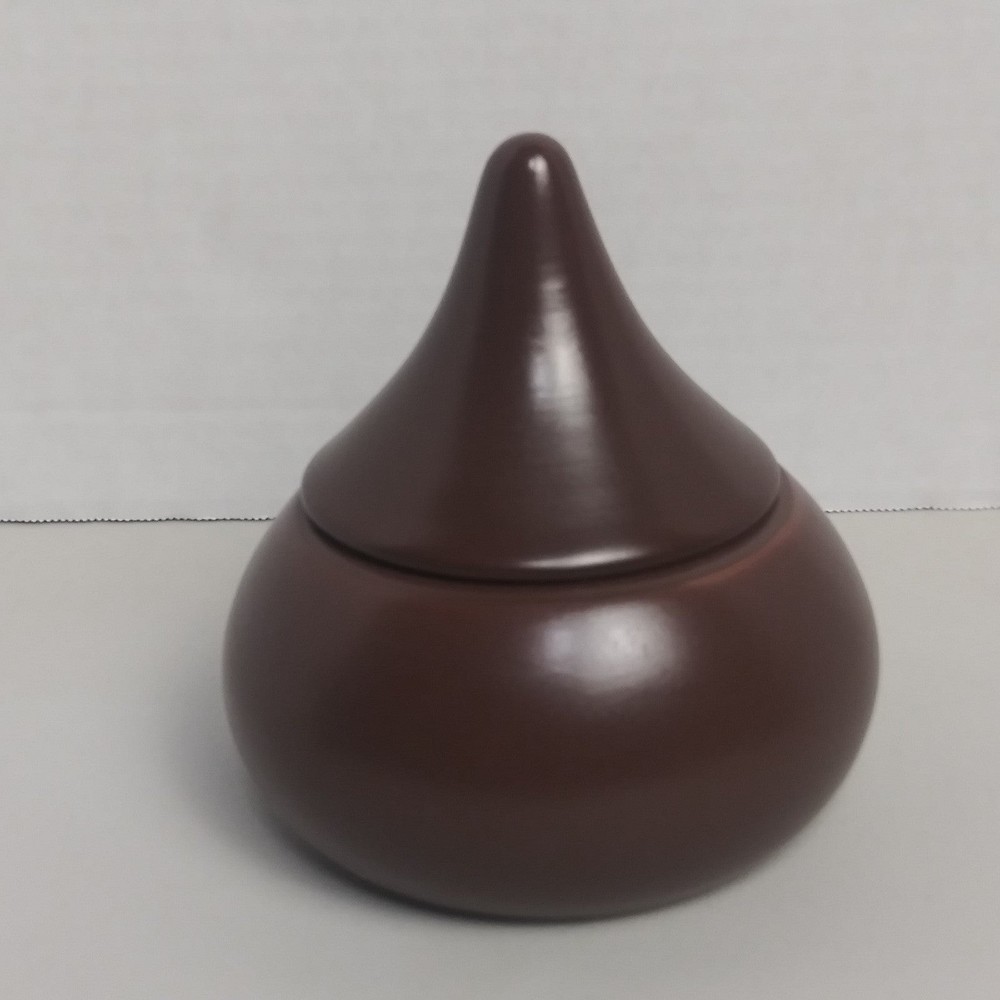 Hershey Kiss Chocolate Dark Brown Ceramic Covered Candy Dish 2005 Novelty